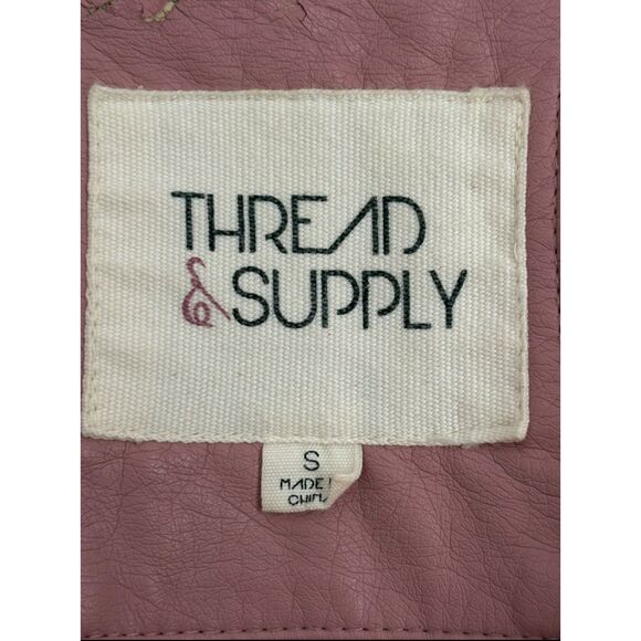Thread and Supply Faux Leather Pink Quilted Jacket Barbiecore Cute Sze S Barbie - Picture 6 of 11